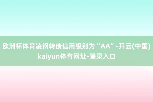 欧洲杯体育凌钢转债信用级别为“AA”-开云(中国)kaiyun体育网址-登录入口